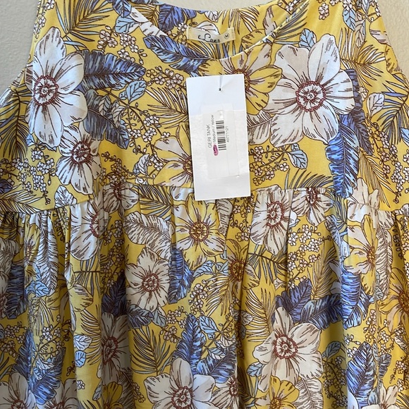 E-Luna, Womens Geri Tank Spaghetti Strap Sleeveless Daisy Floral Top Sz M - Picture 4 of 8